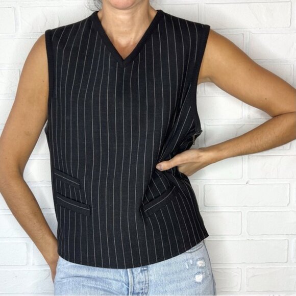 Vintage 90s Bill TORNADE Paris wool blend and knit tailored sleeveless vest XL - Picture 1 of 5